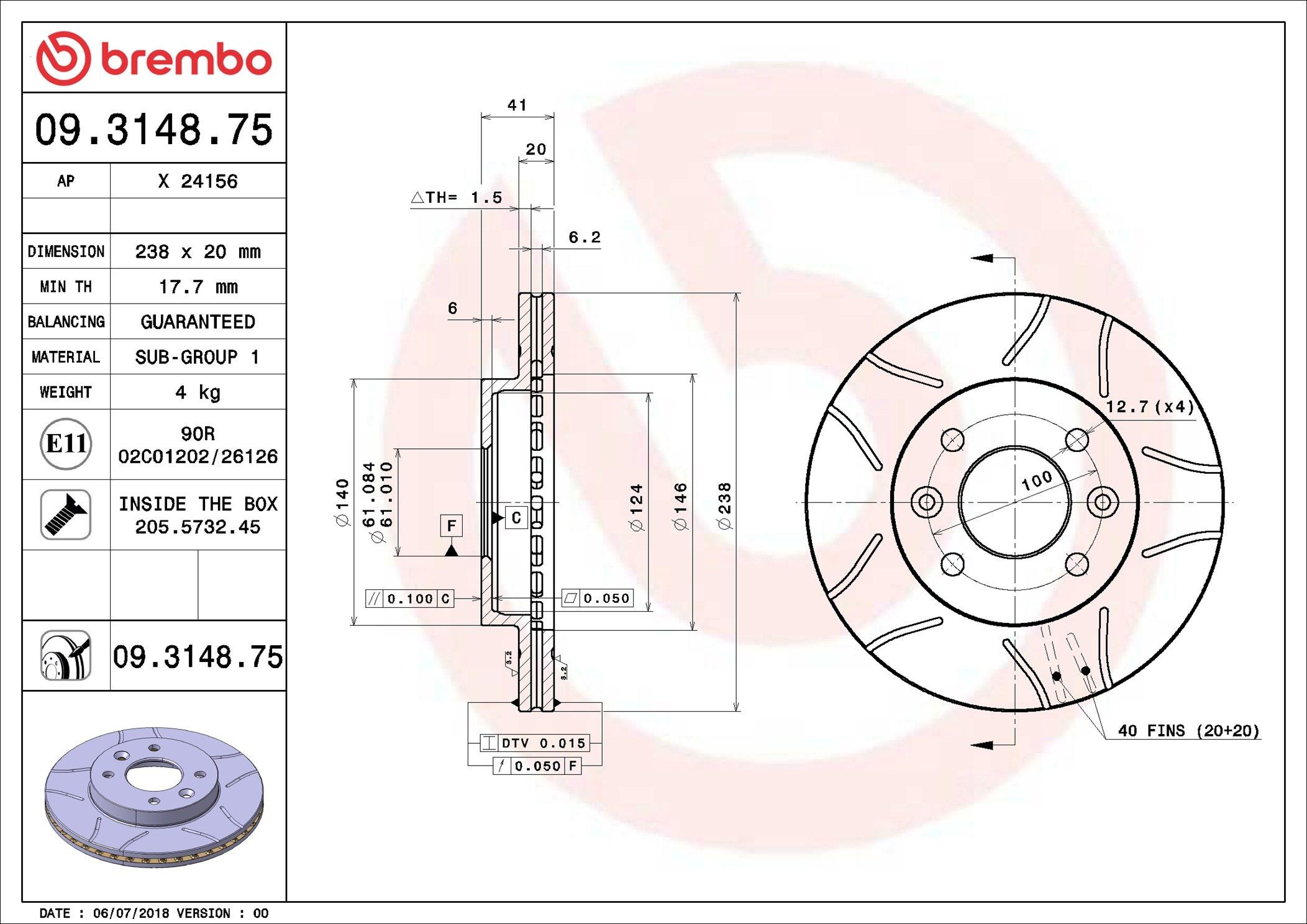 Купить 09314875 Brembo Ротор тормозной