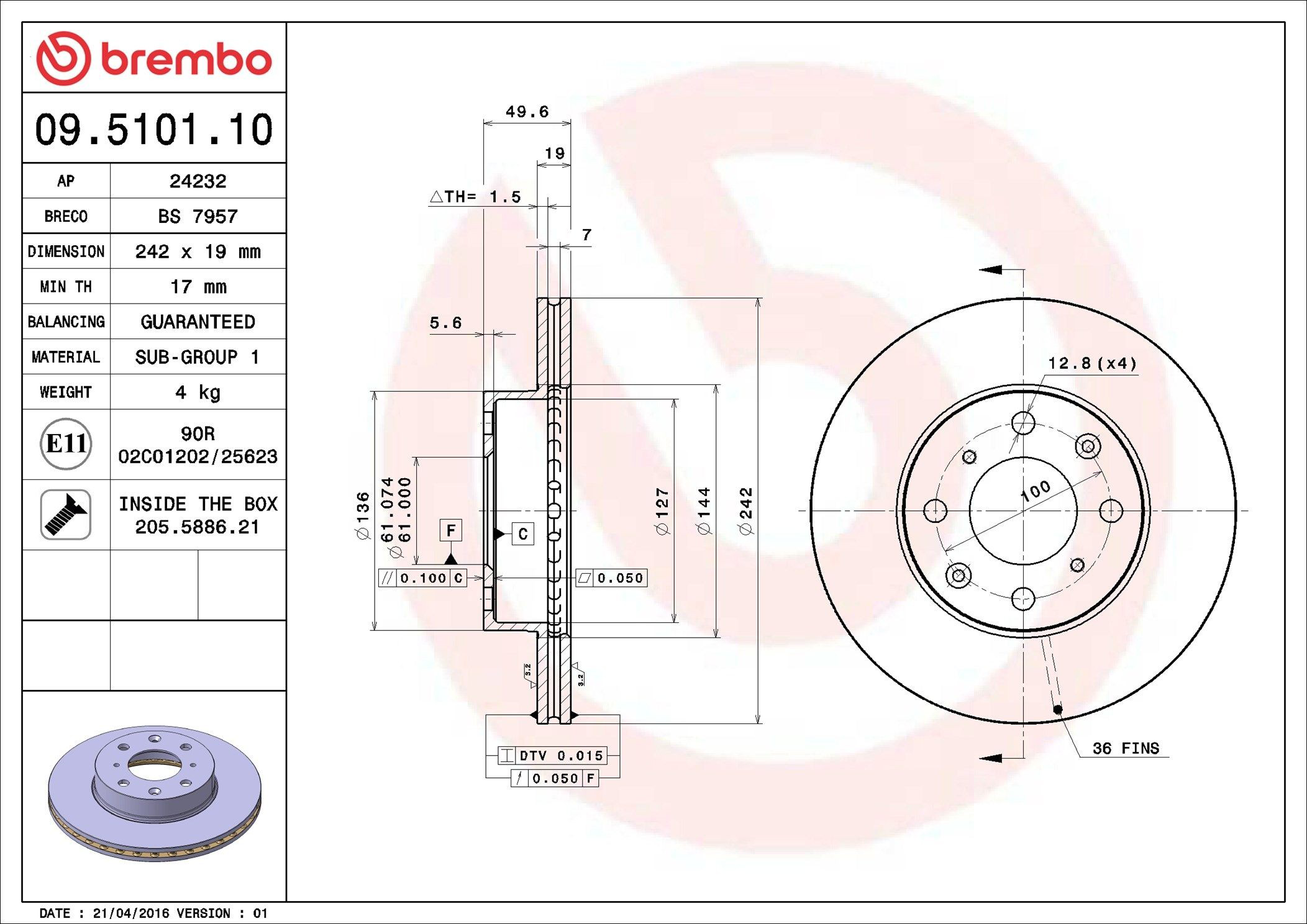 Тормоз дисковый передний Nissan/Infiniti 4320606P01 цена, от 12.26 USD