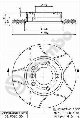 Тормоз дисковый передний Brembo 09539077 цена, от 68.48 USD