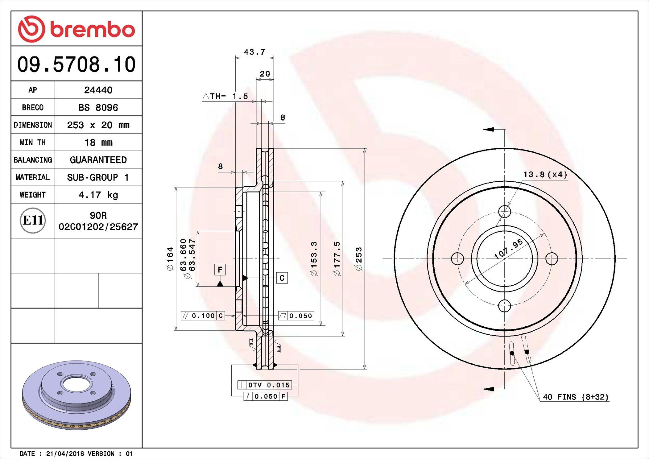 Задний тормозной диск Brembo 09570810 цена, от 35.51 USD