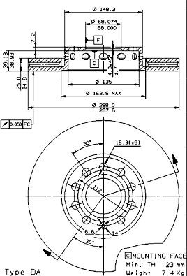 Купить 09574521 Brembo Ротор тормозной