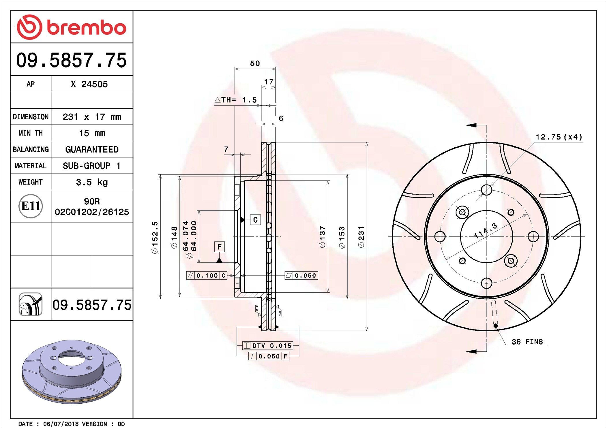 Тормоз дисковый передний Brembo 09585775 цена, от 26.25 USD
