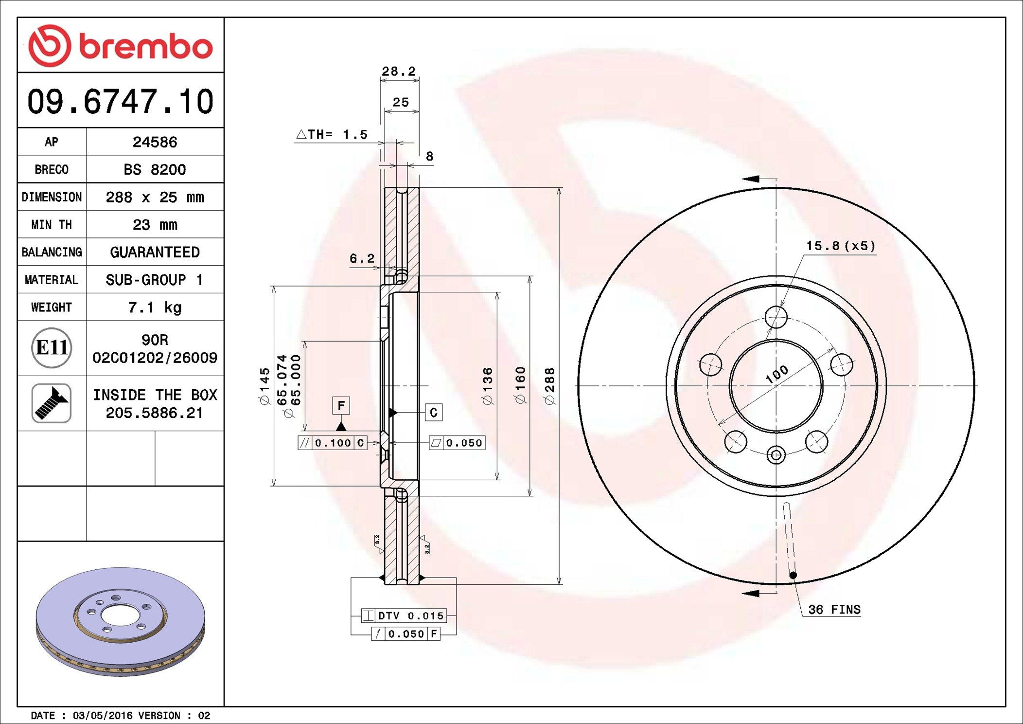 Купить 09674710 Brembo Ротор тормозной
