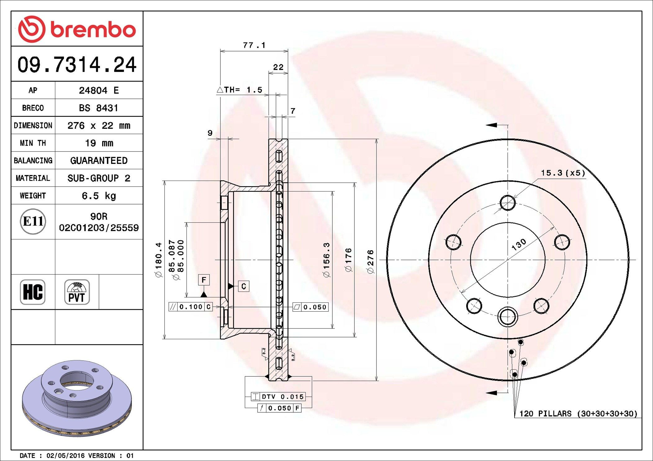 Тормоз дисковый передний Brembo 09731424 цена, от 44.08 USD
