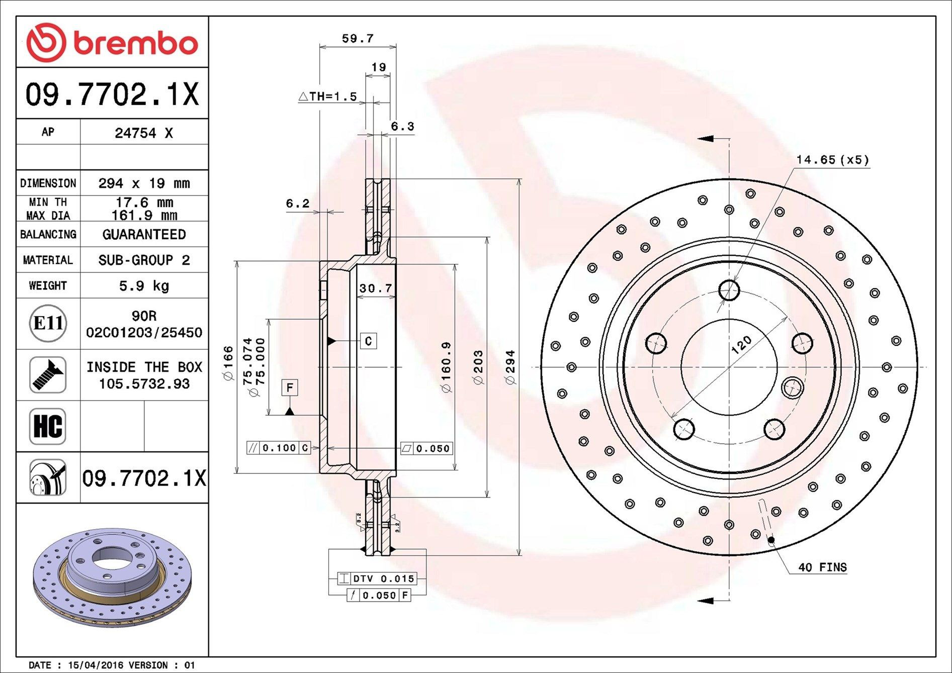 Купить 0977021X Brembo Диск тормозной задний