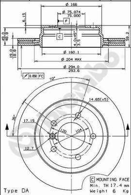 09772011 Brembo Диск тормозной передний