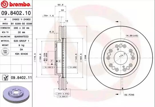 Тормоз дисковый передний Brembo 09840211 цена, от 3173.45 UAH