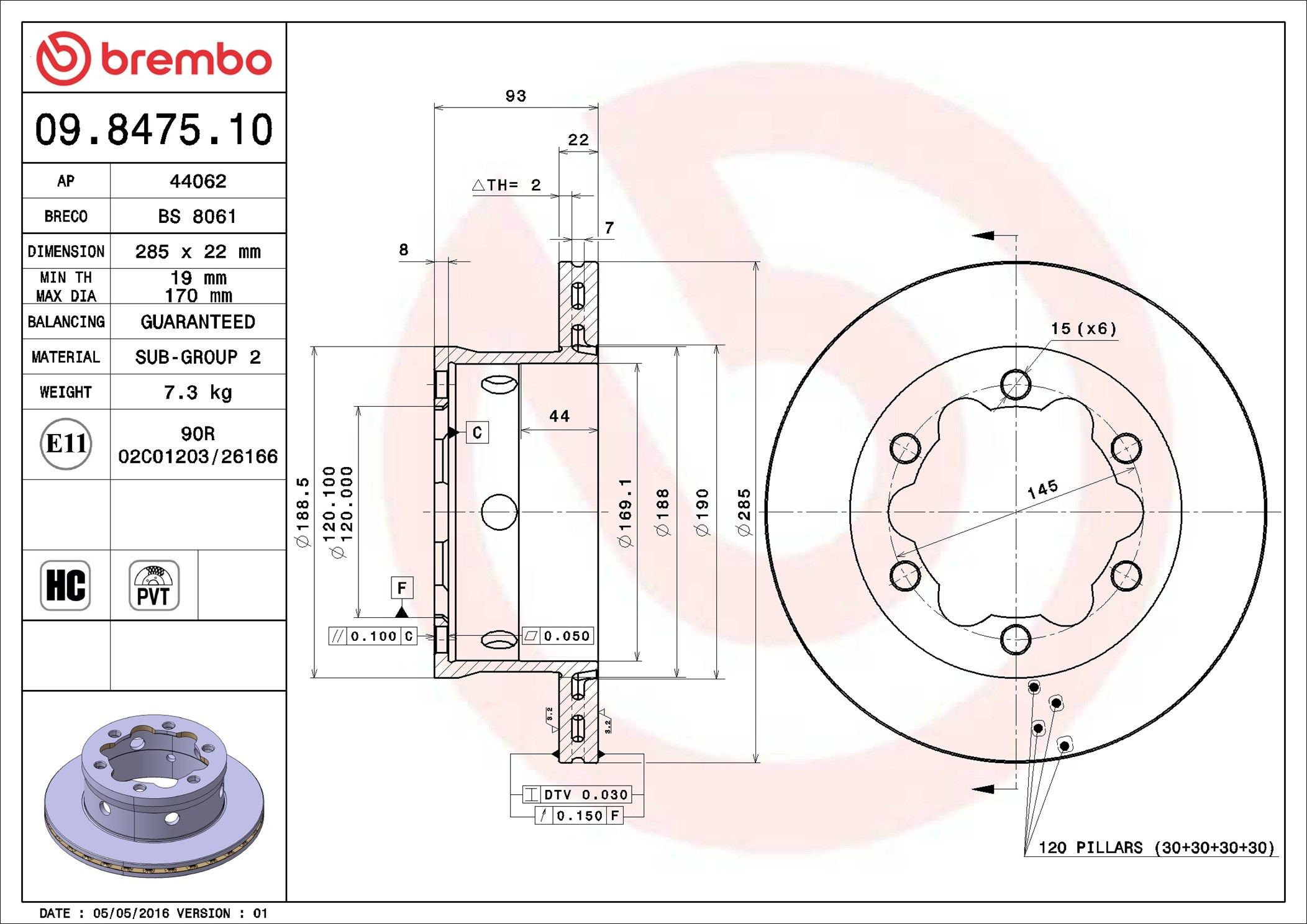 Задний тормозной диск Brembo 09847510 цена, от 42.96 USD