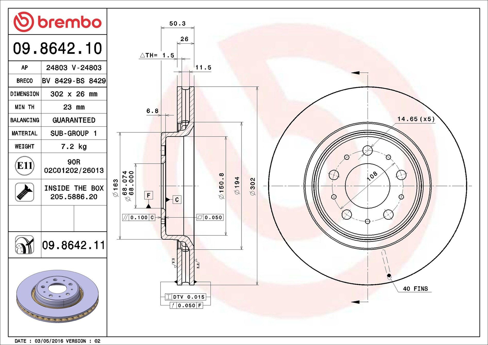 Тормоз дисковый передний Brembo 09864211 цена, от 53.18 USD