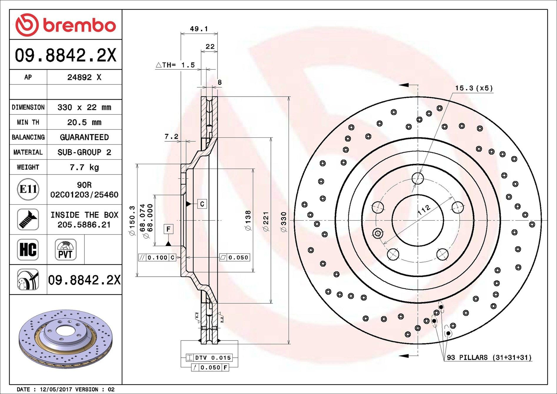 Купить 0988422X Brembo Диск тормозной задний