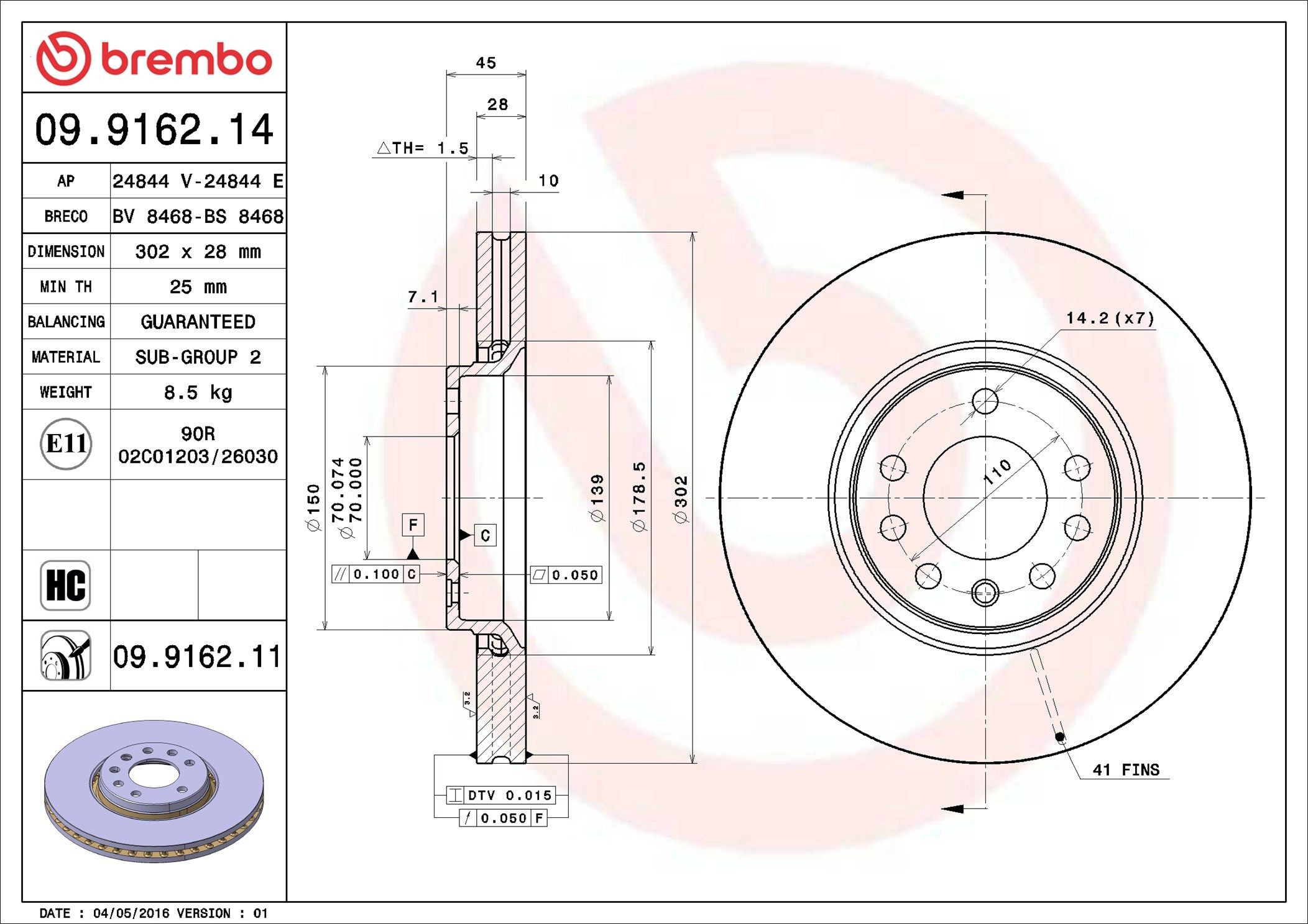 Тормоз дисковый передний Brembo 09916211 цена, от 52.28 USD