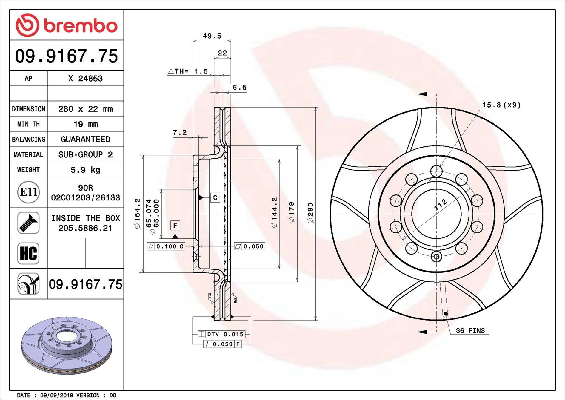 Купить 09916775 Brembo Ротор тормозной