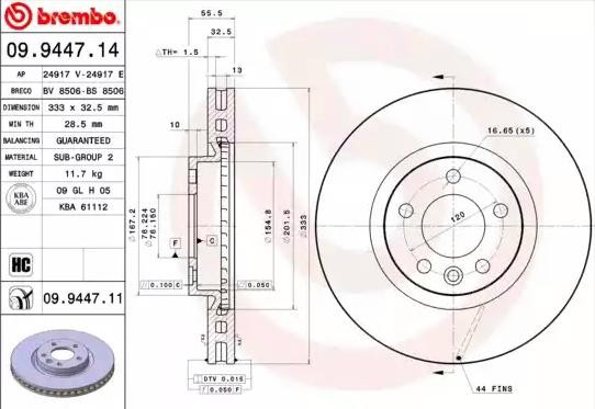 Передние тормозные диски 09944711 Brembo