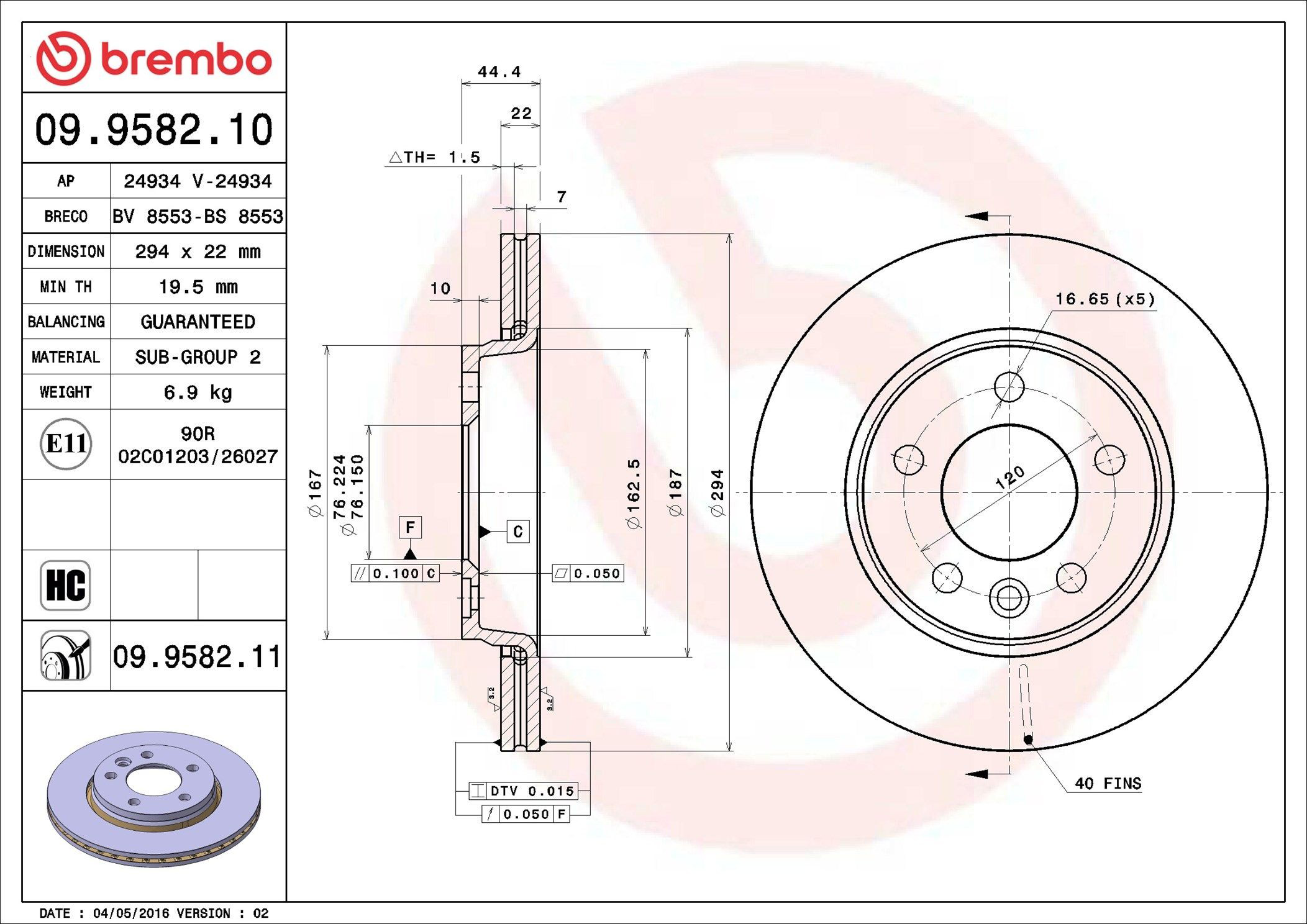 09958210 Brembo Дисковый тормоз