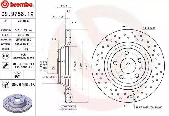 Тормозные диски 0997681X Brembo