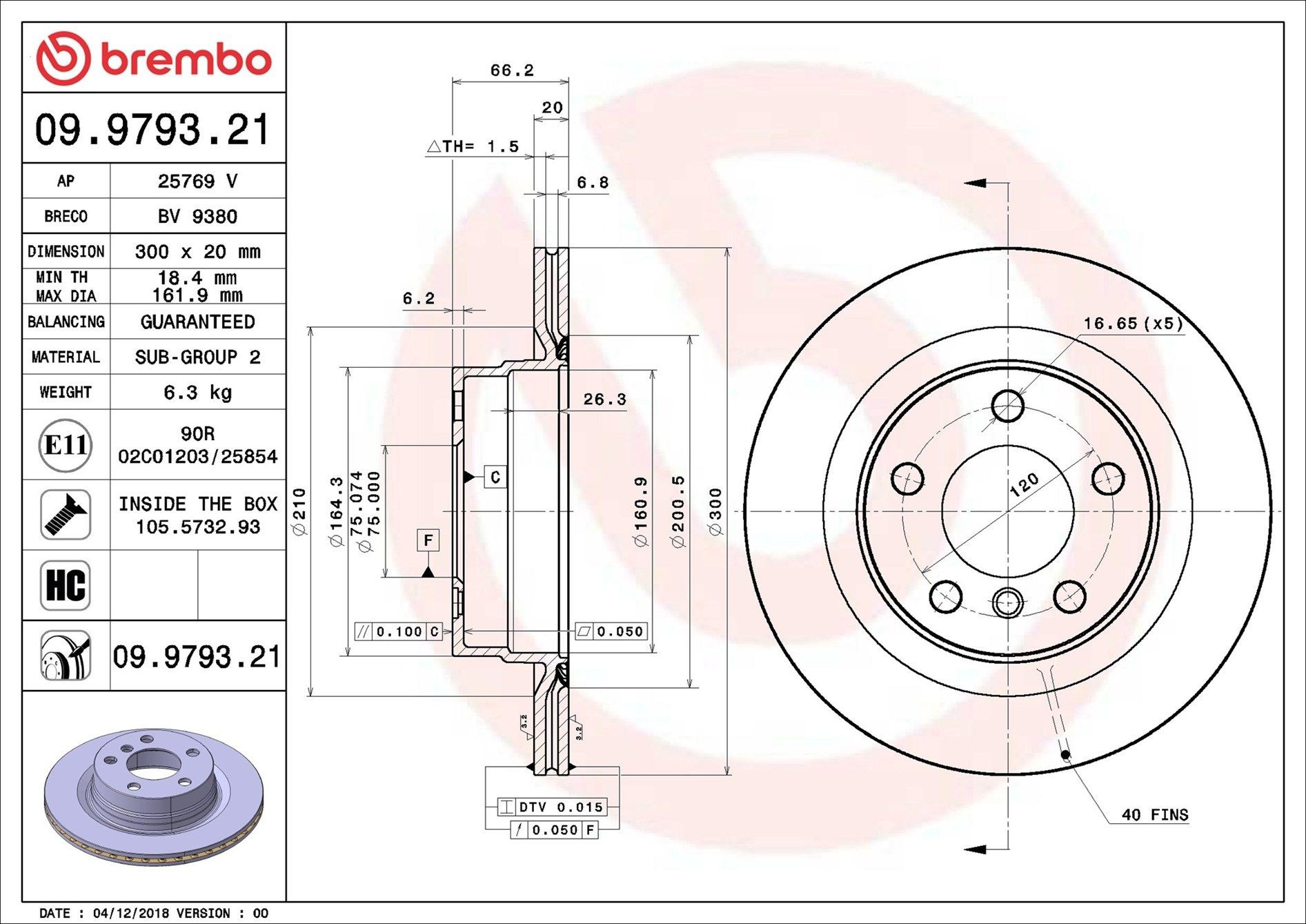 Задний тормозной диск Brembo 09979321 цена, от 54.80 USD