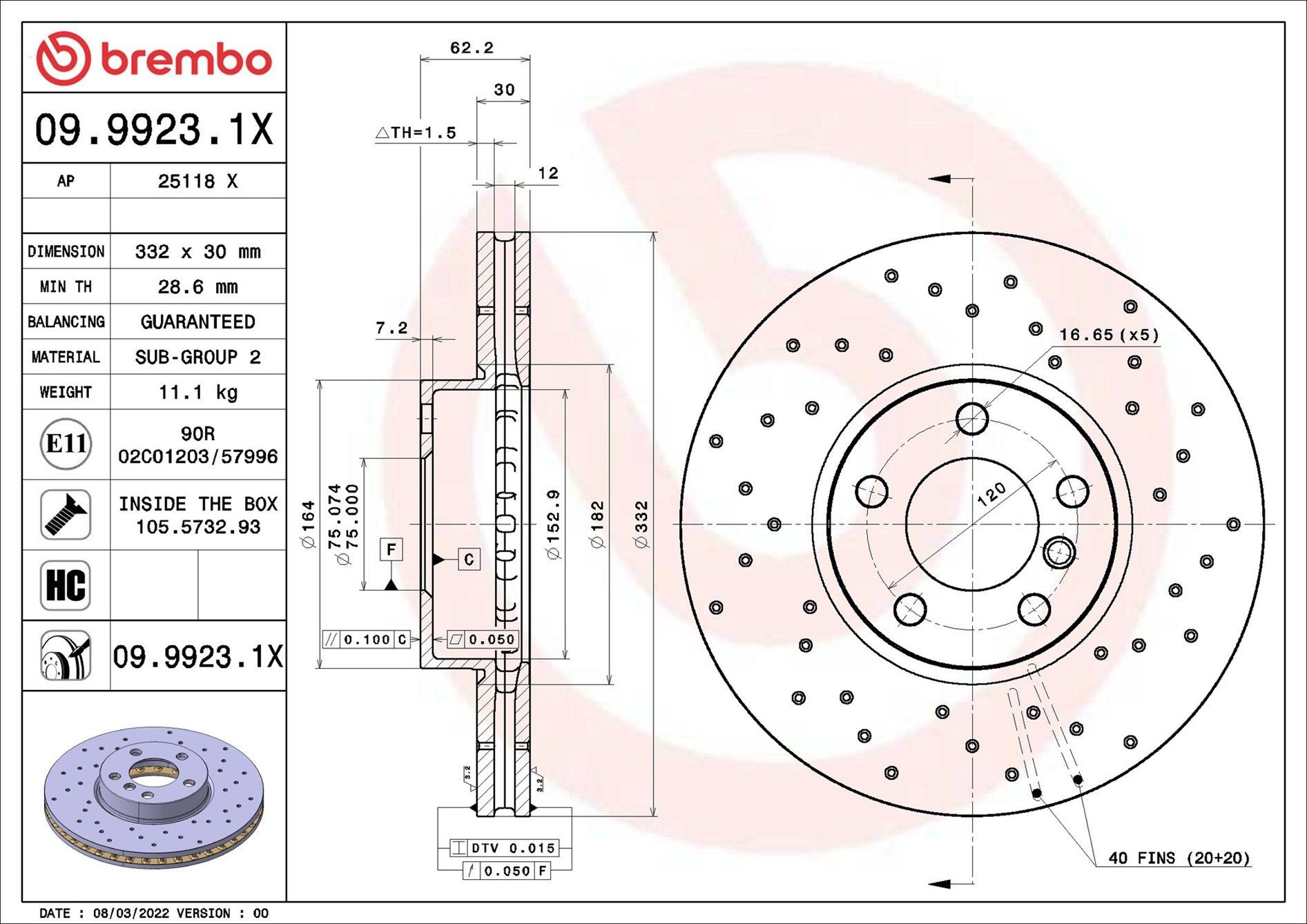 0999231X Brembo Диск тормозной передний