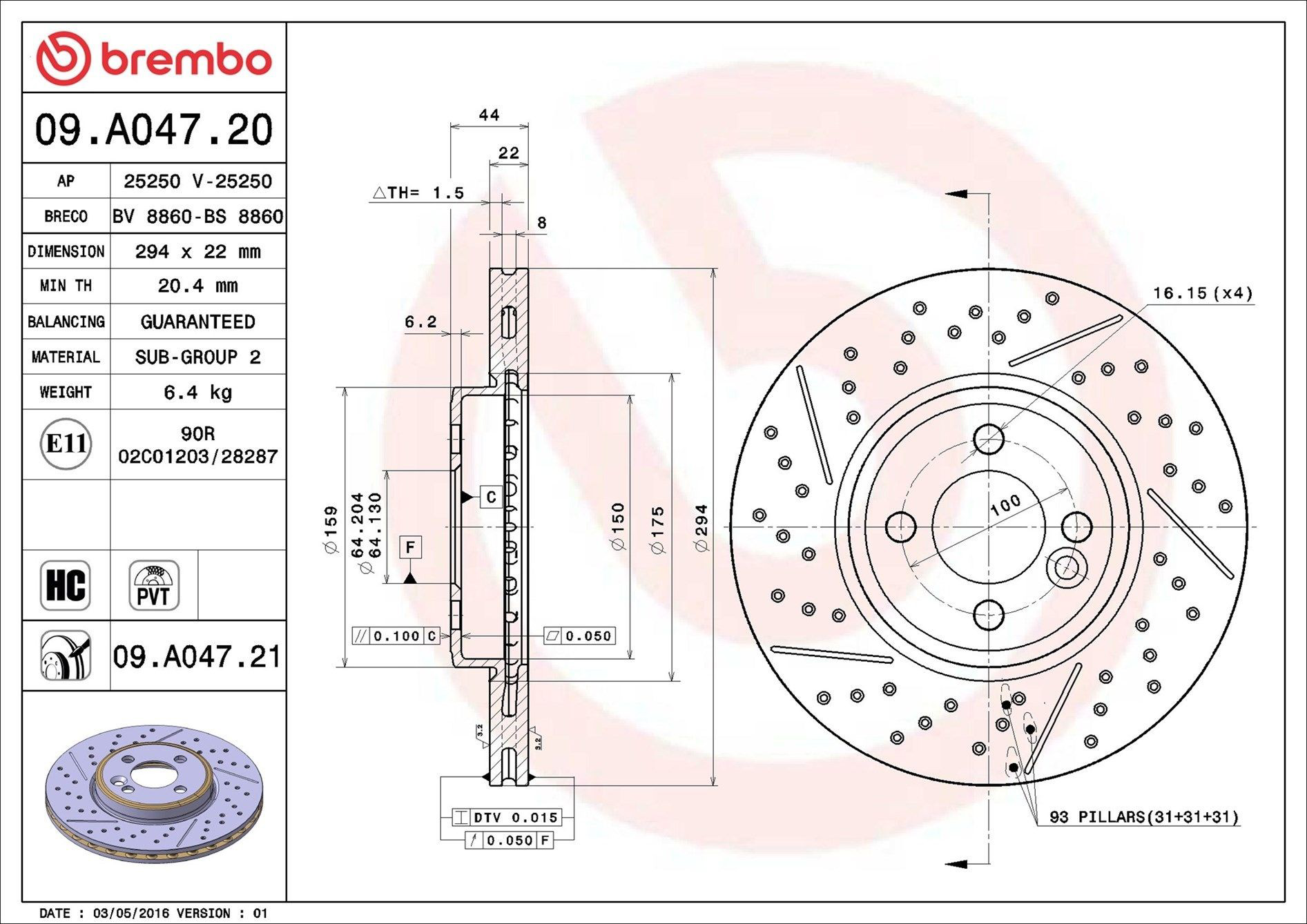 Тормоз дисковый передний Brembo 09A04721 цена, от 71.90 USD
