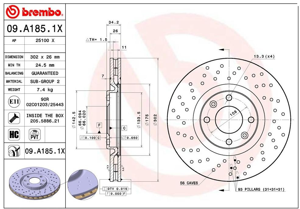Купить 09A1851X Brembo Ротор тормозной