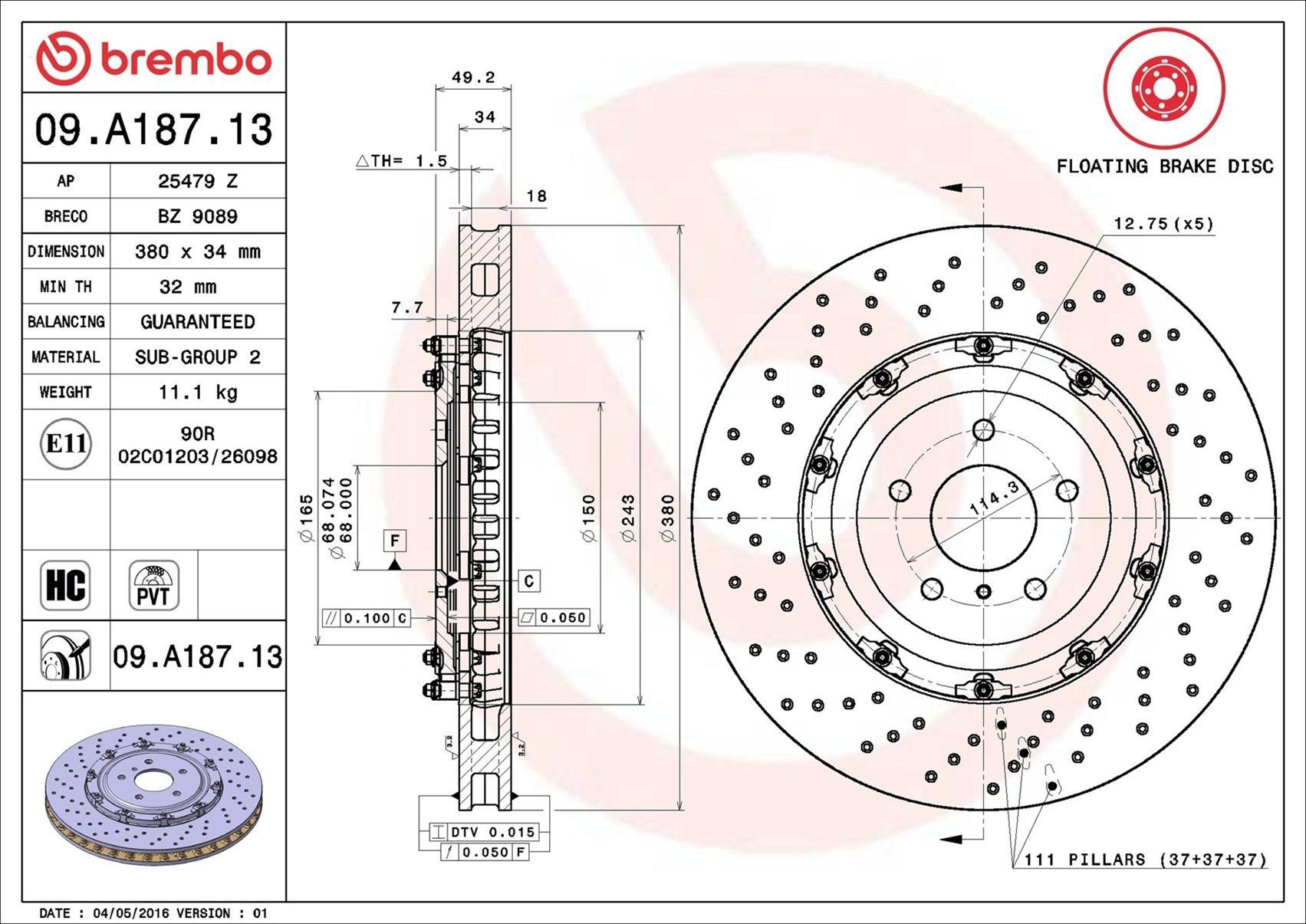 Передние тормозные диски 40206JF20A Nissan/Infiniti