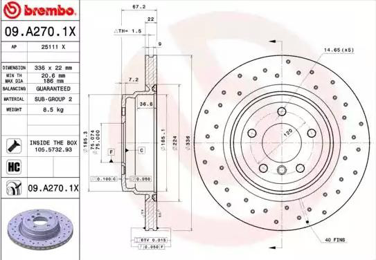 Тормозные диски 09A2701X Brembo