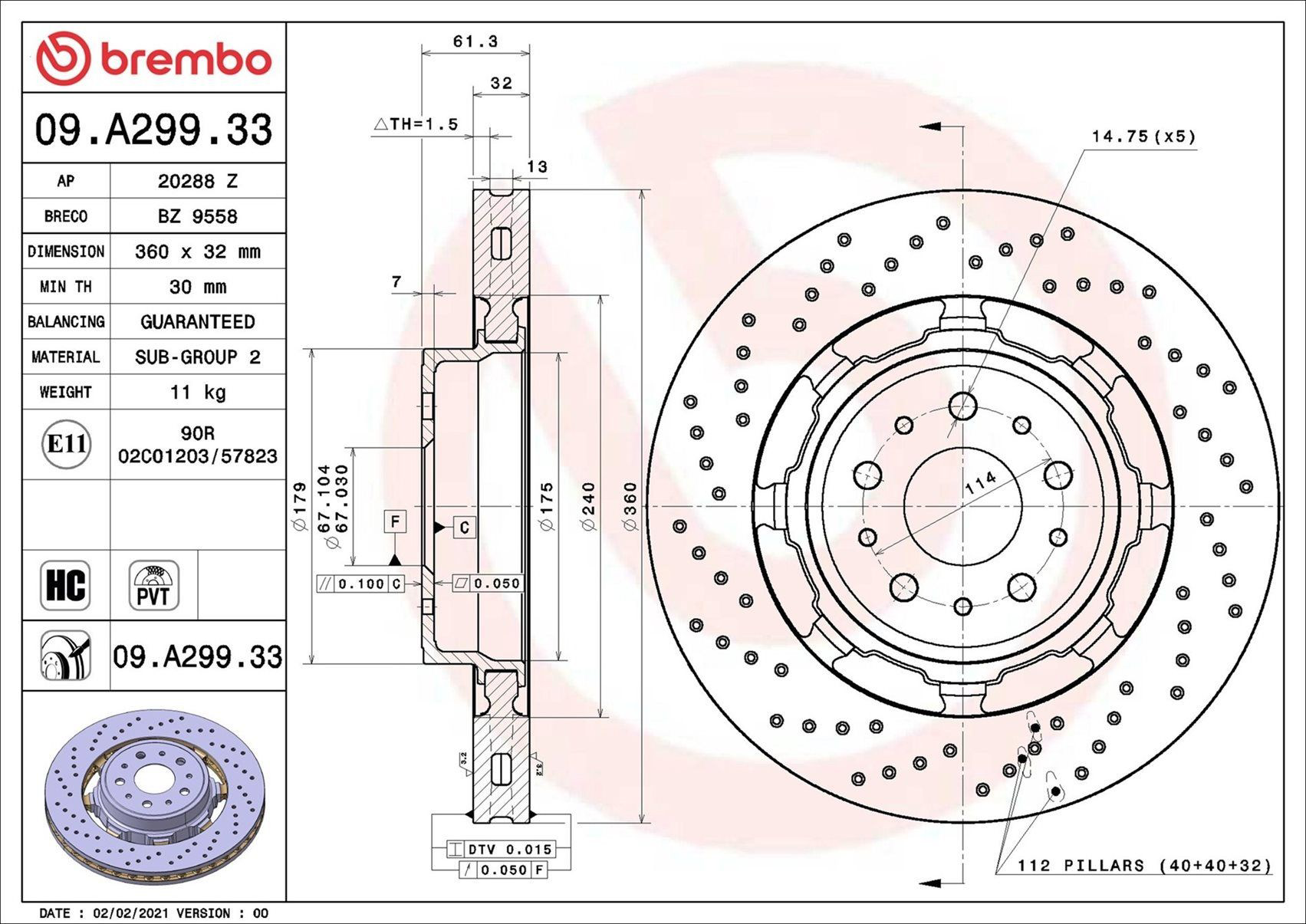 09A29933 Brembo Диск тормозной передний