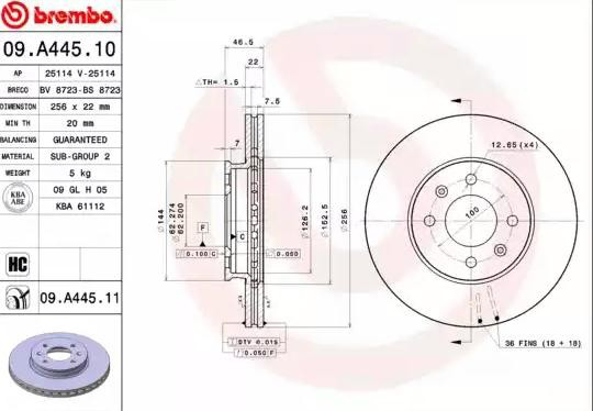 Купить 09A44511 Brembo Ротор тормозной