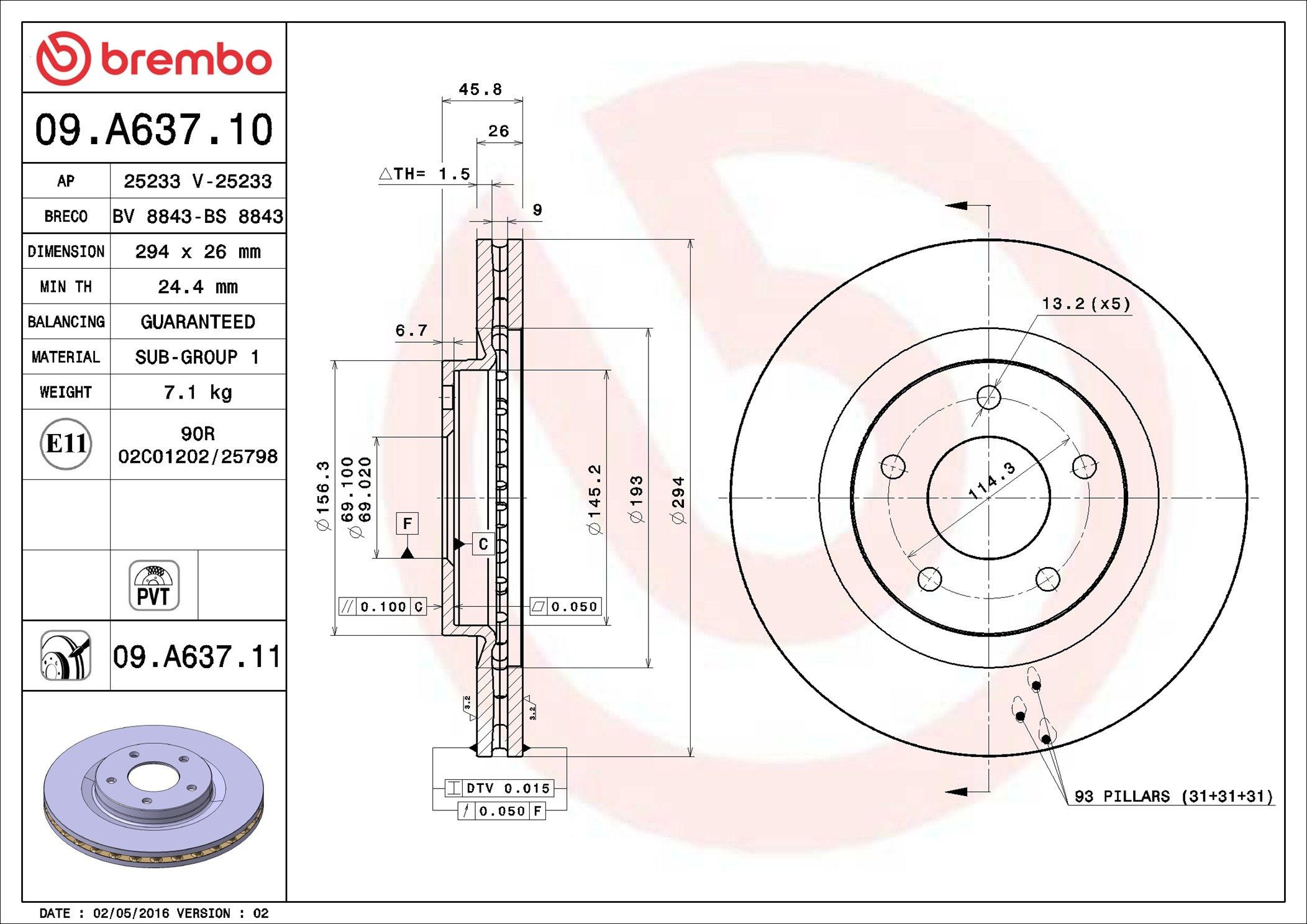 Тормоз дисковый передний Brembo 09A63711 цена, от 51.62 USD