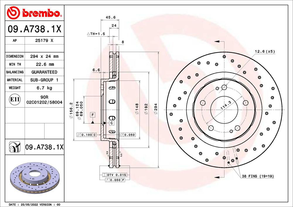 Купить 09A7381X Brembo Ротор тормозной