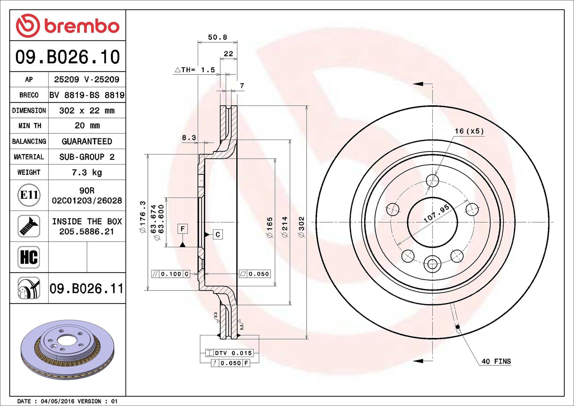 Задний тормозной диск Brembo 09B02611 цена, от 59.36 USD