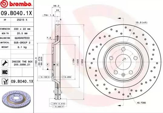 09B0401X Brembo Дисковый тормоз