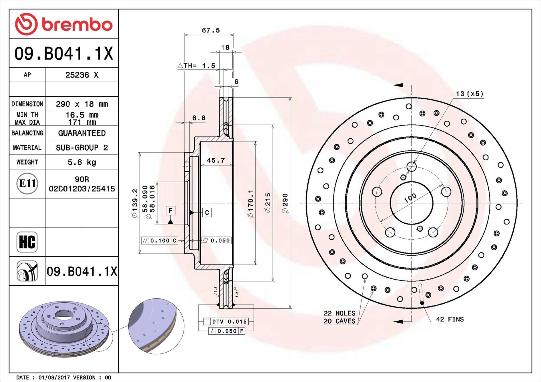 Задний тормозной диск Brembo 09B0411X цена, от 48.25 USD