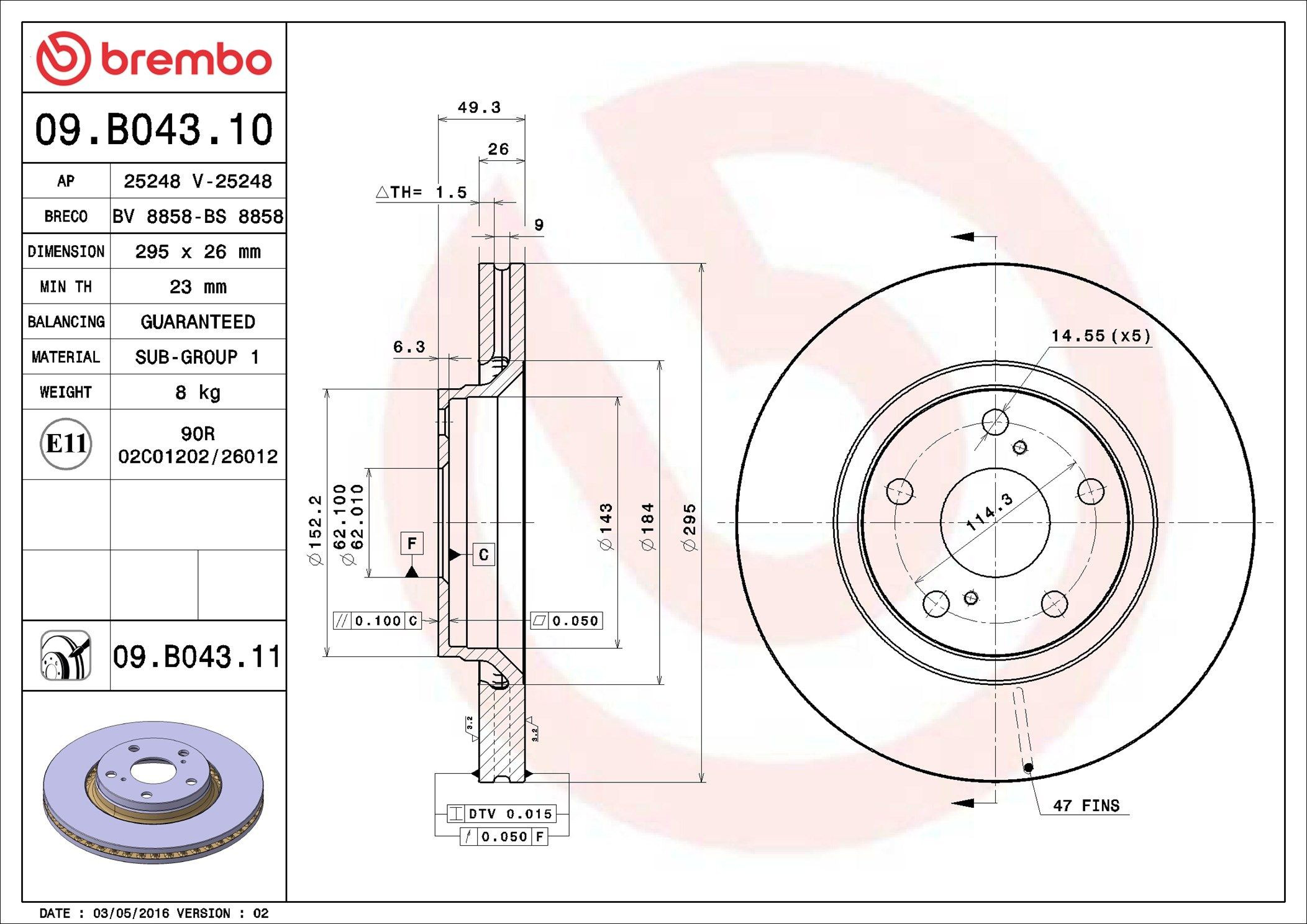 Купить 09B04310 Brembo Ротор тормозной