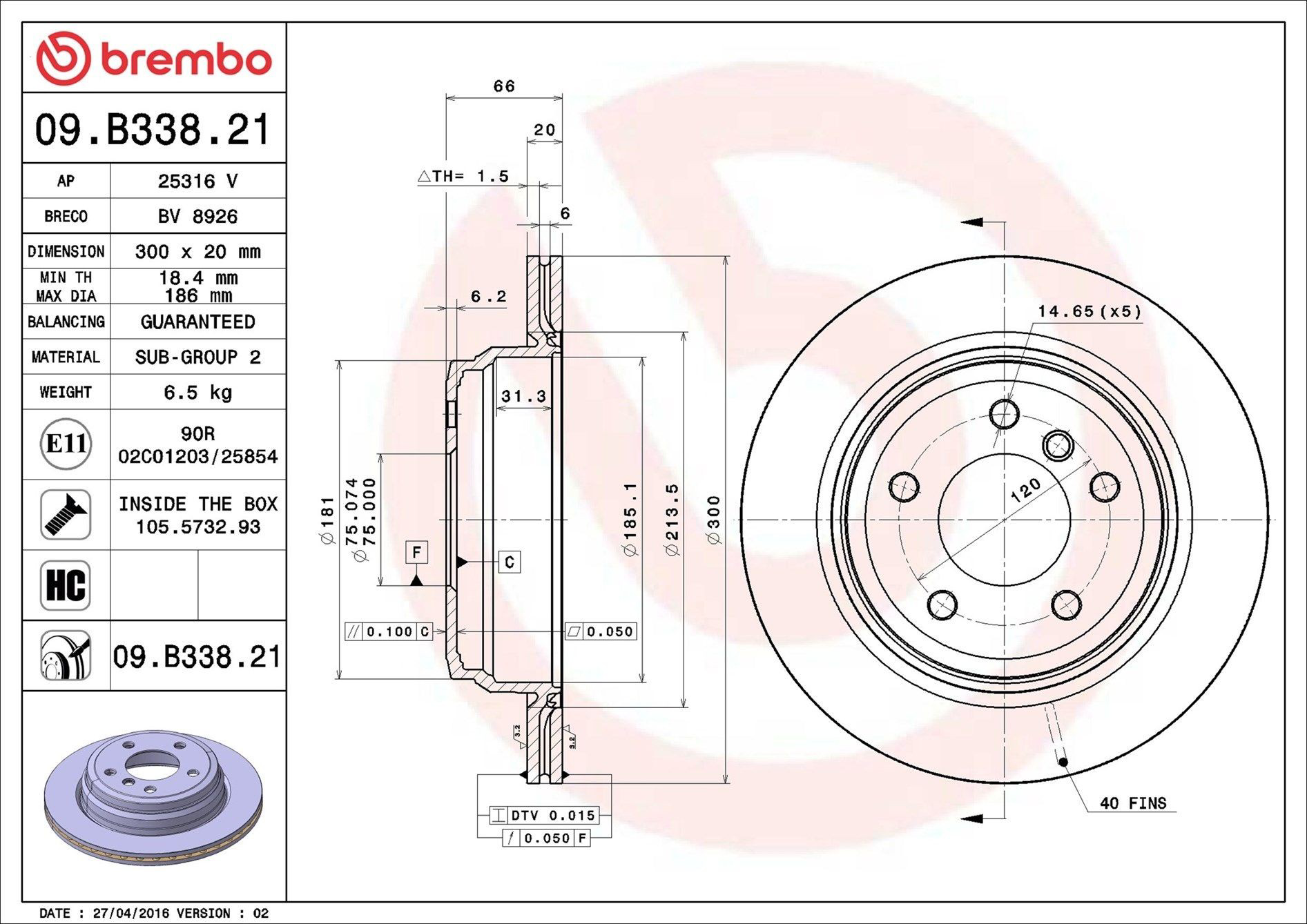 Задний дисковый тормоз Brembo 09B33821
