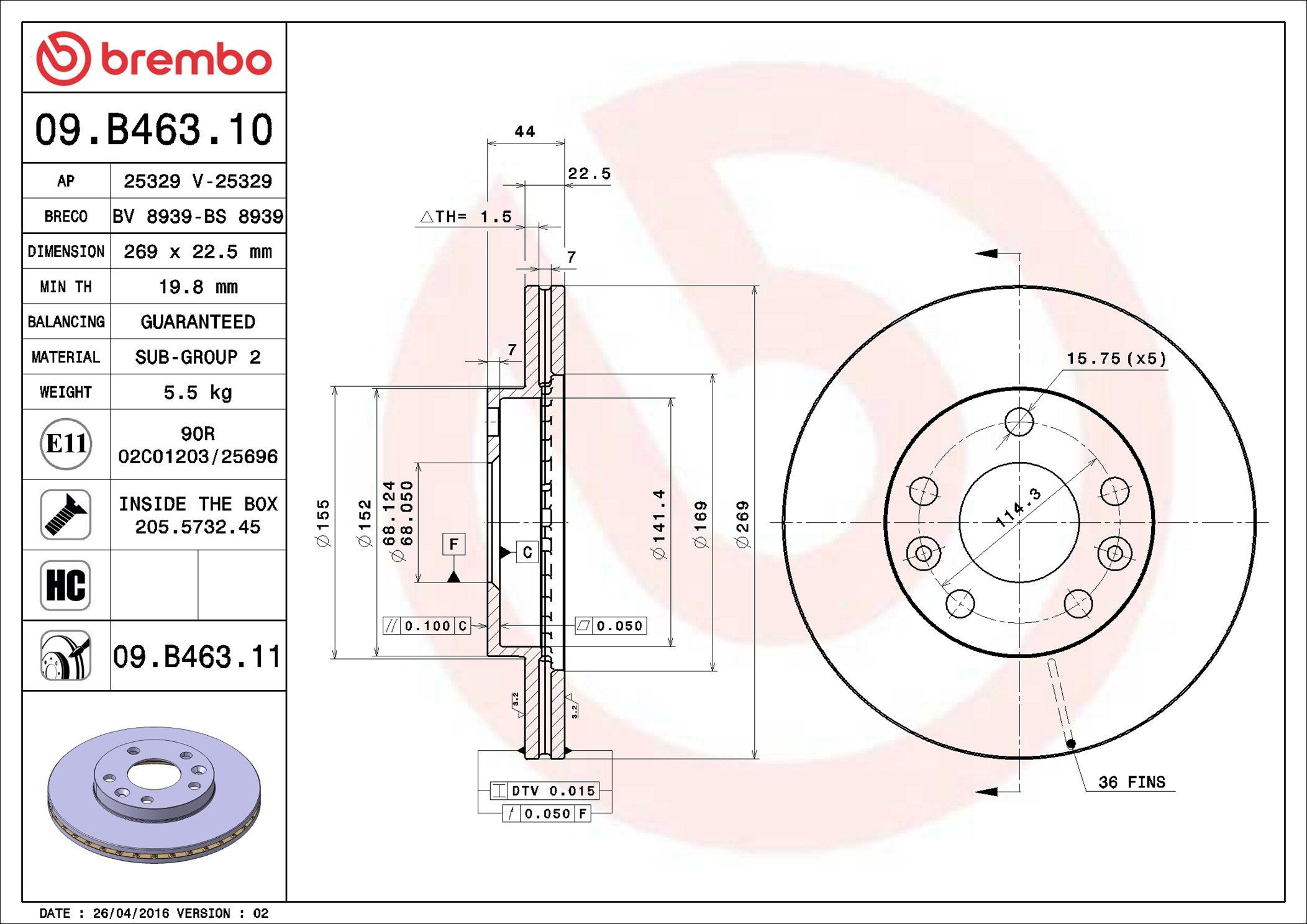 Тормоз дисковый передний Brembo 09B46310 цена, от 43.50 USD