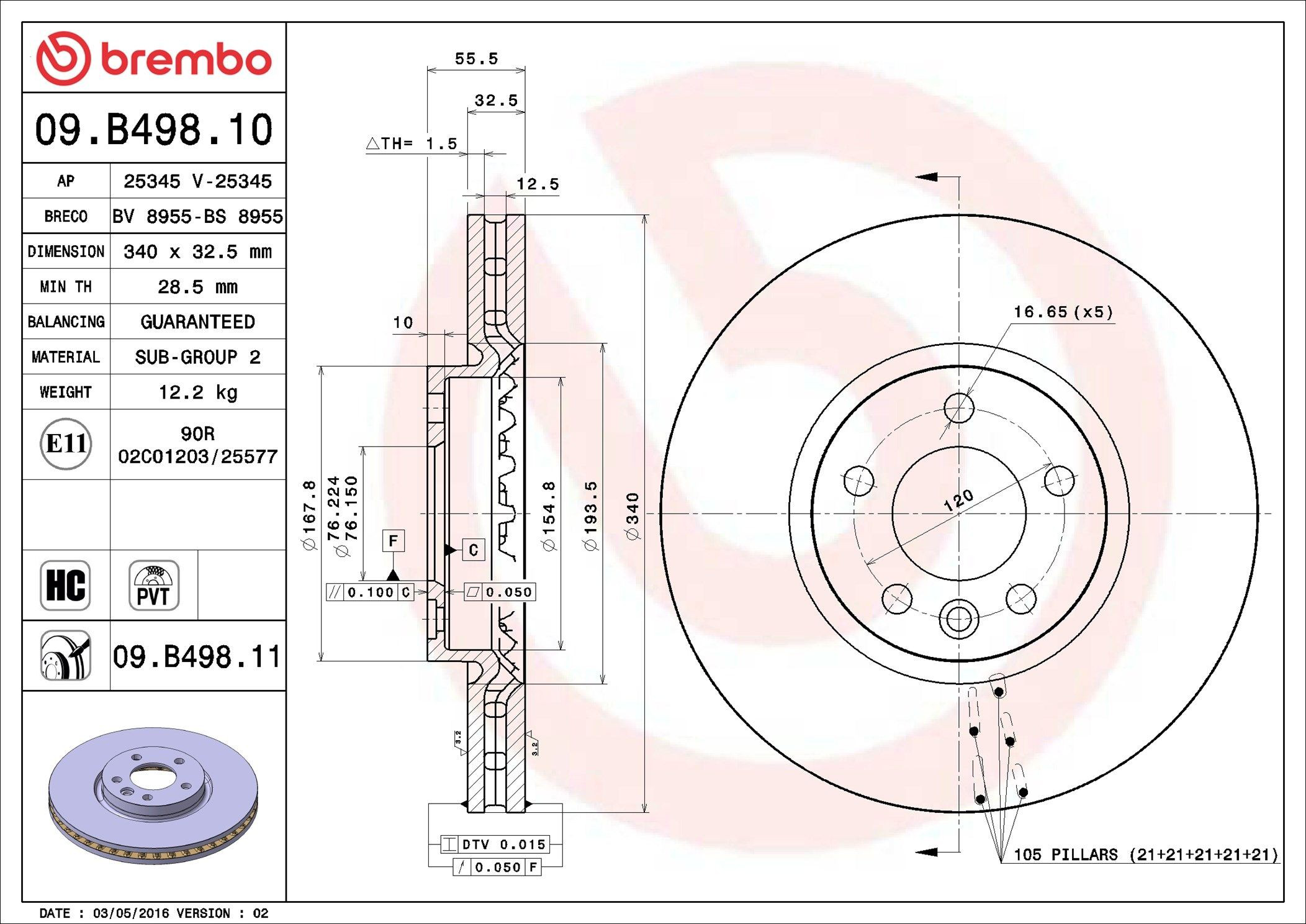Тормоз дисковый передний Brembo 09B49810 цена, от 95.06 USD