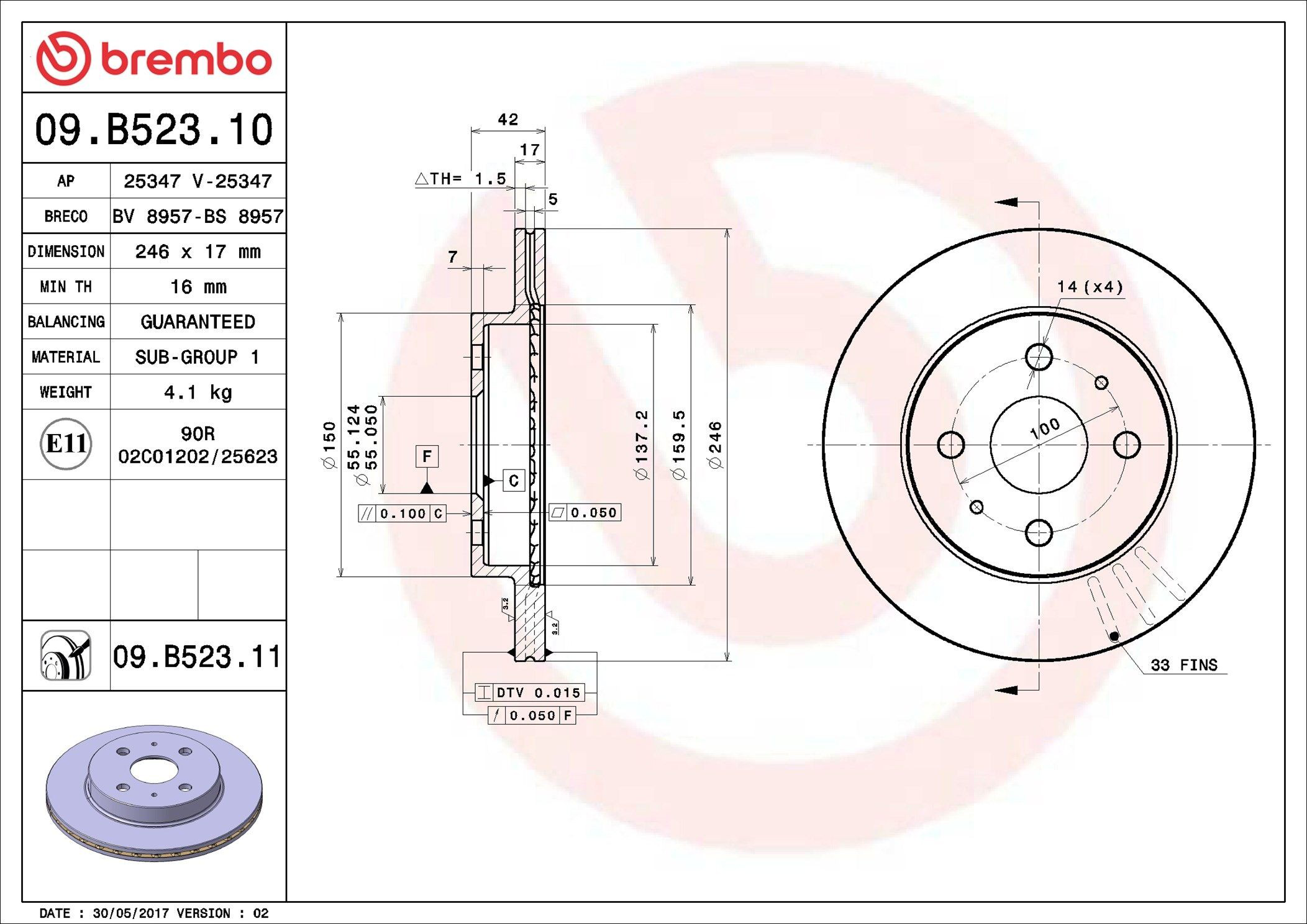 Тормоз дисковый передний Brembo 09B52310 цена, от 36.61 USD