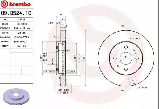 Купить 09B52410 Brembo Ротор тормозной