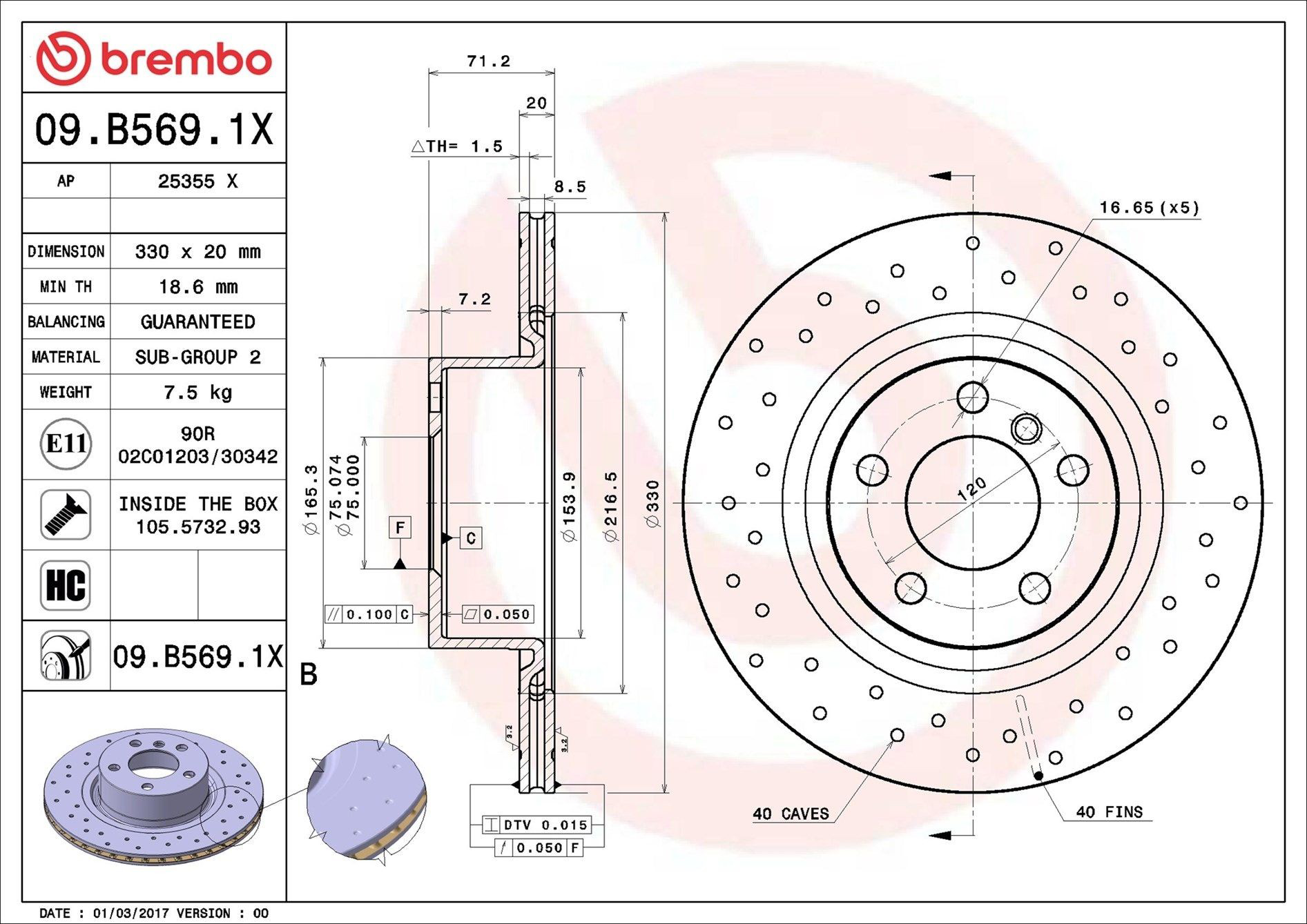 09B5691X Brembo Дисковый тормоз