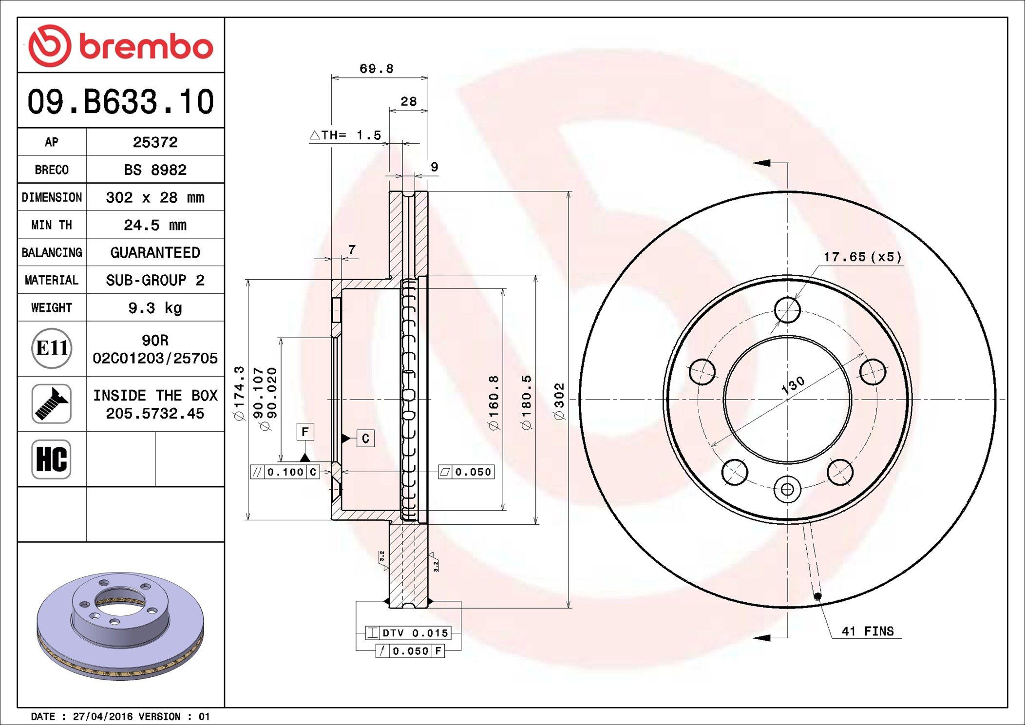 Купить 09B63310 Brembo Ротор тормозной