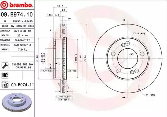 Передние тормозные диски 09B97411 Brembo