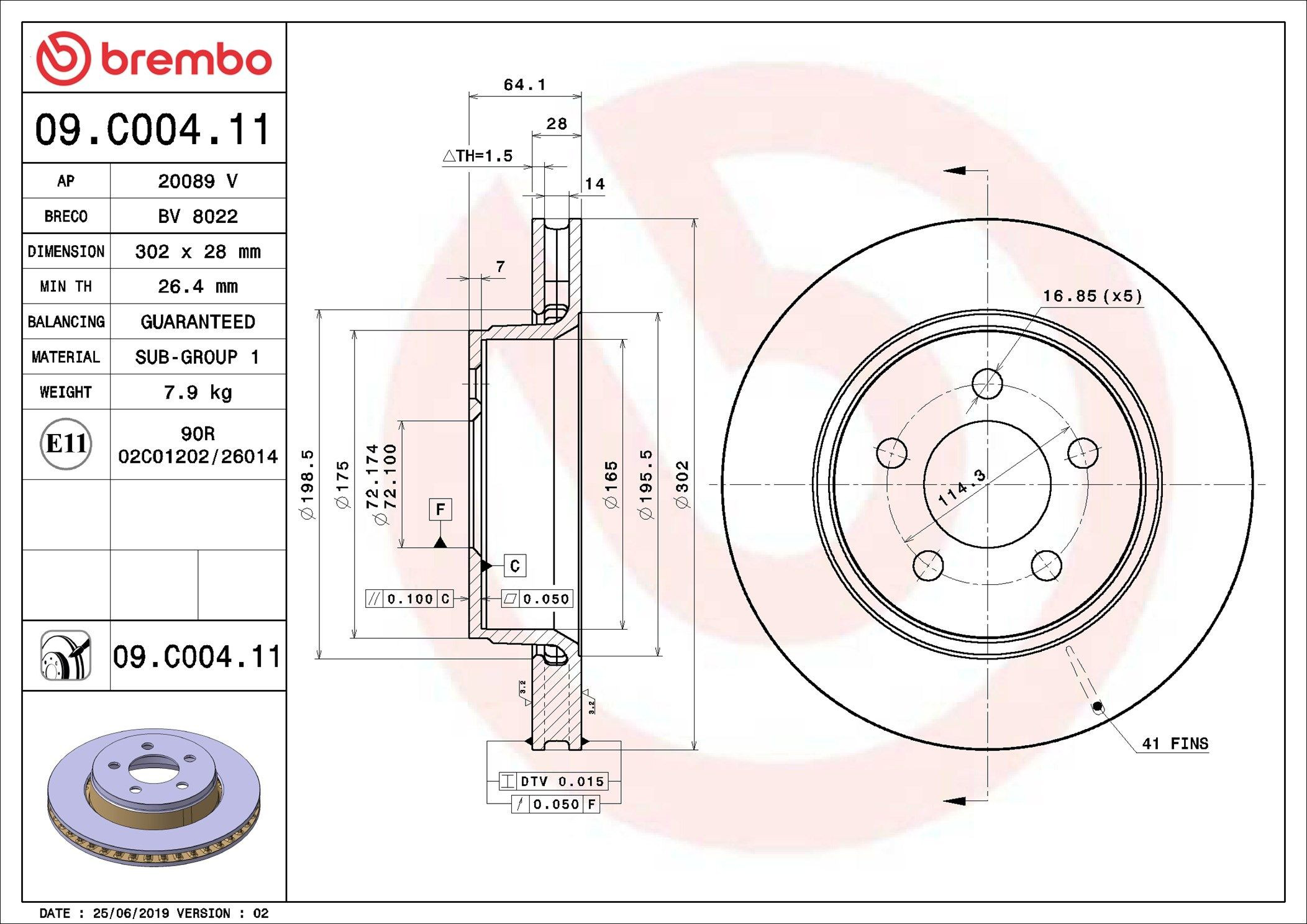 Тормоз дисковый передний Brembo 09C00411 цена, от 49.92 USD
