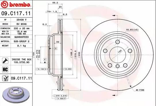 Задний дисковый тормоз Brembo 09C11711