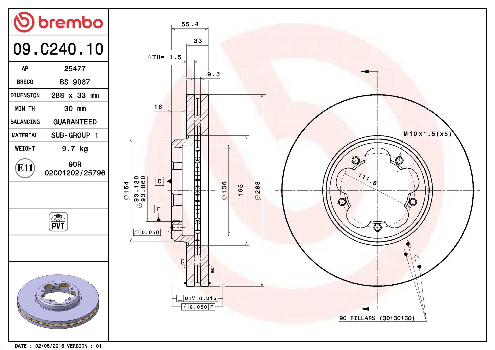 Тормоз дисковый передний Brembo 09C24010 цена, от 62.41 USD