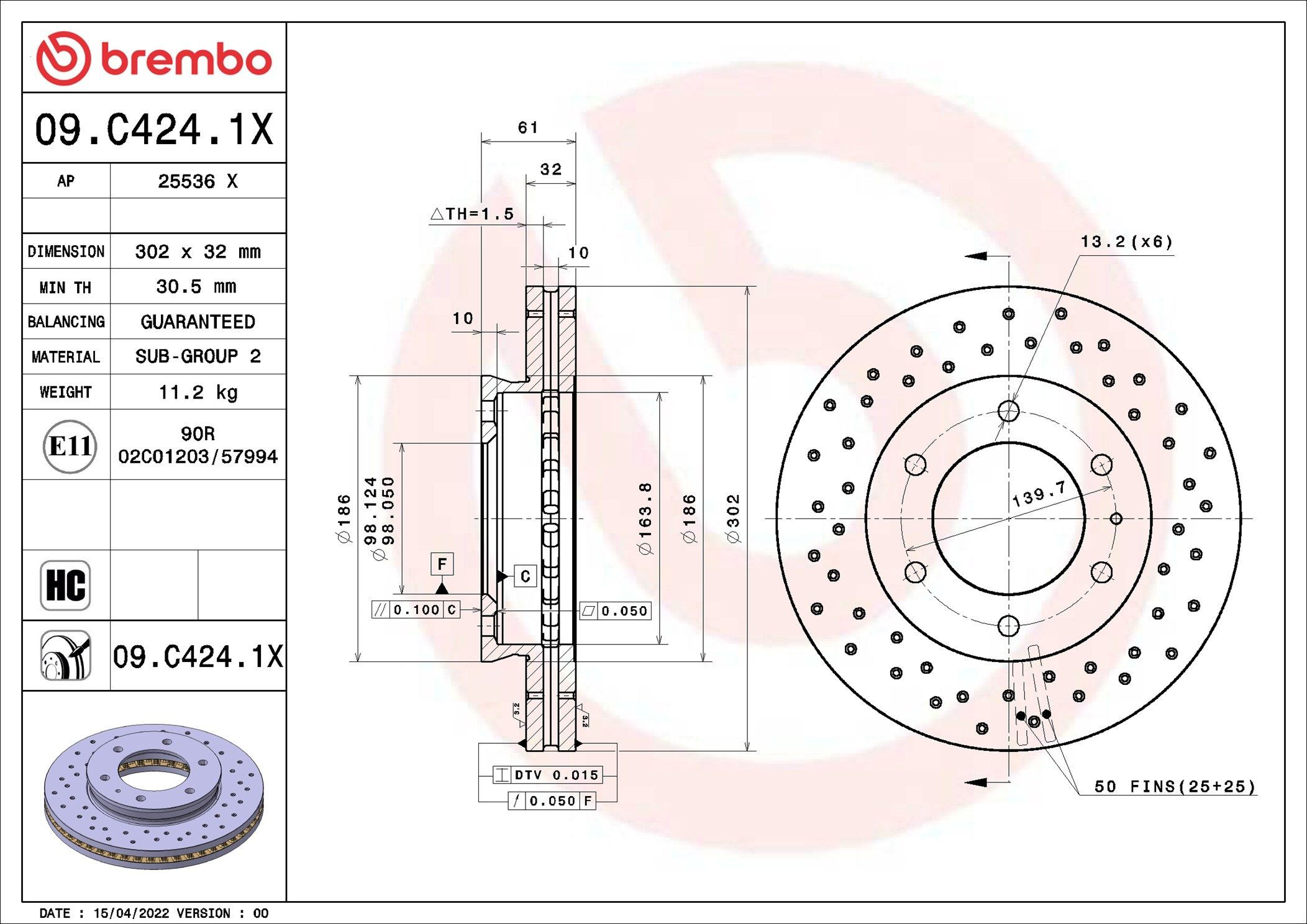 Тормоз дисковый передний Brembo 09C4241X цена, от 53.83 USD