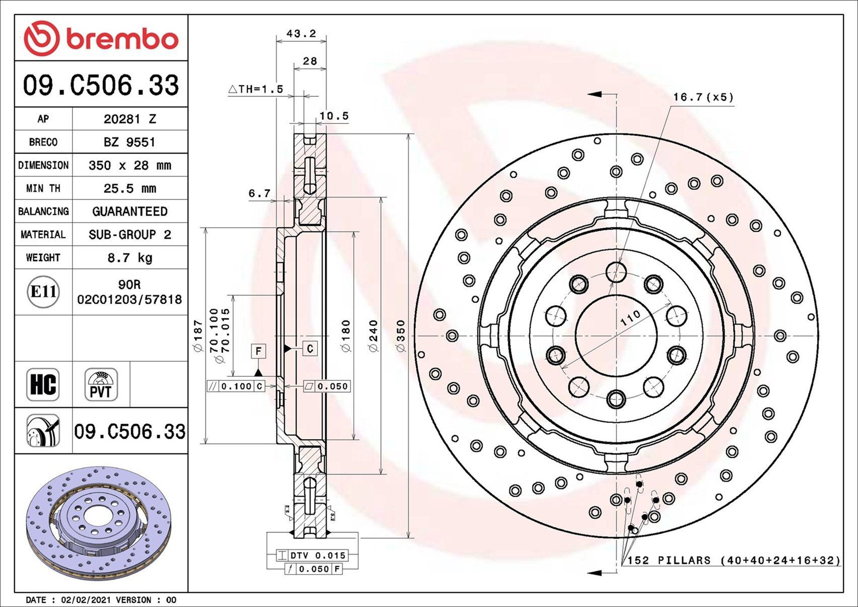 Задний дисковый тормоз Brembo 09C50633