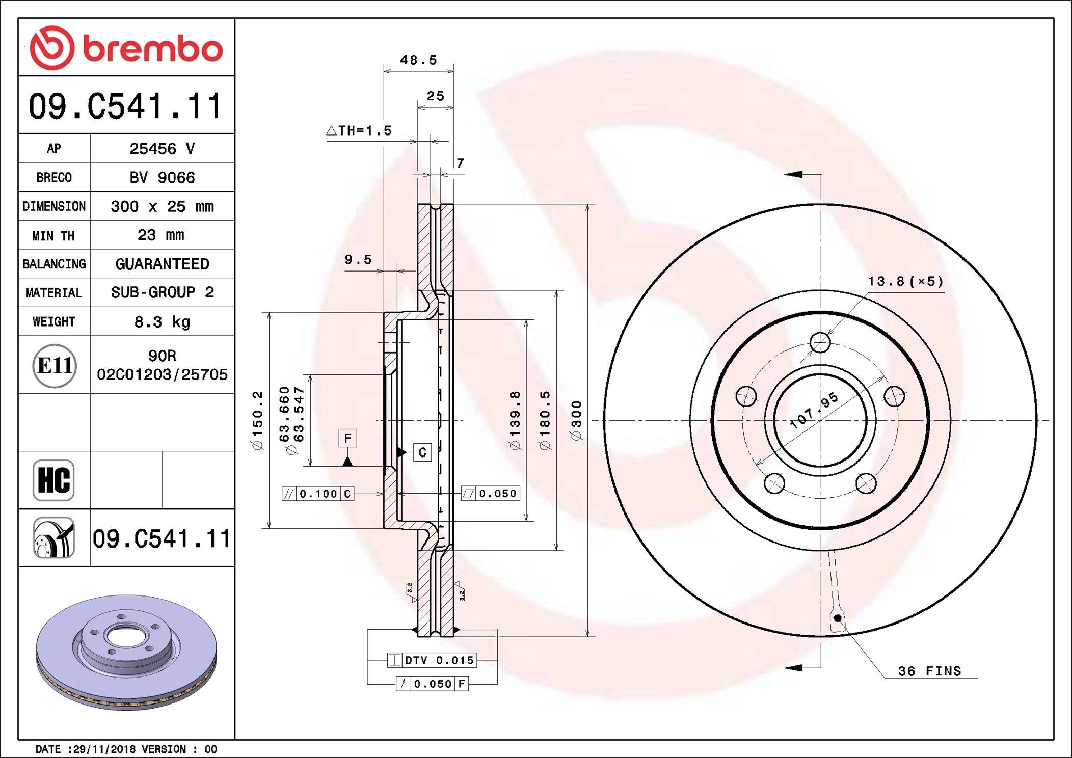 Тормоз дисковый передний Brembo 09C54111 цена, от 55.69 USD