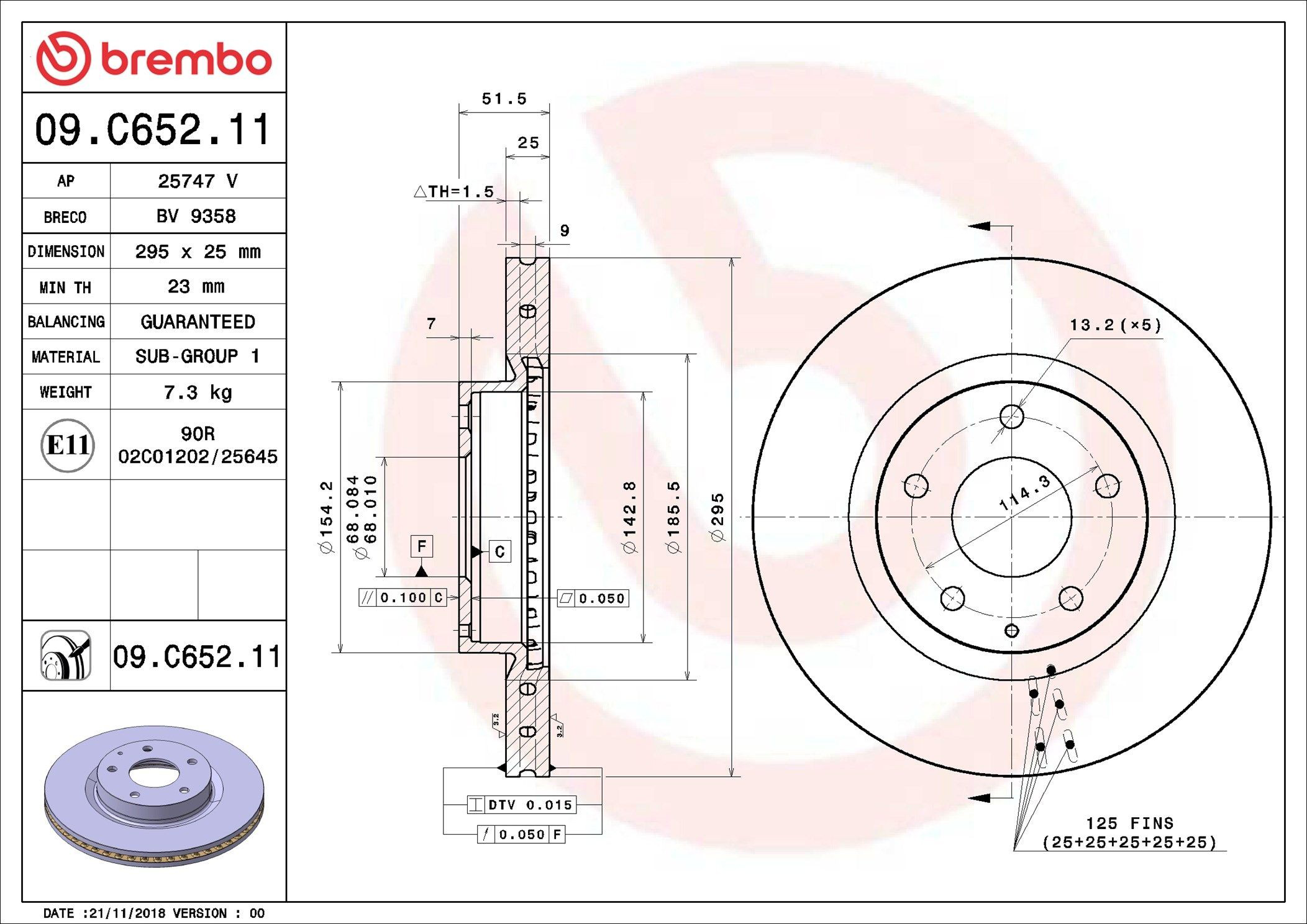 Купить 09C65211 Brembo Ротор тормозной