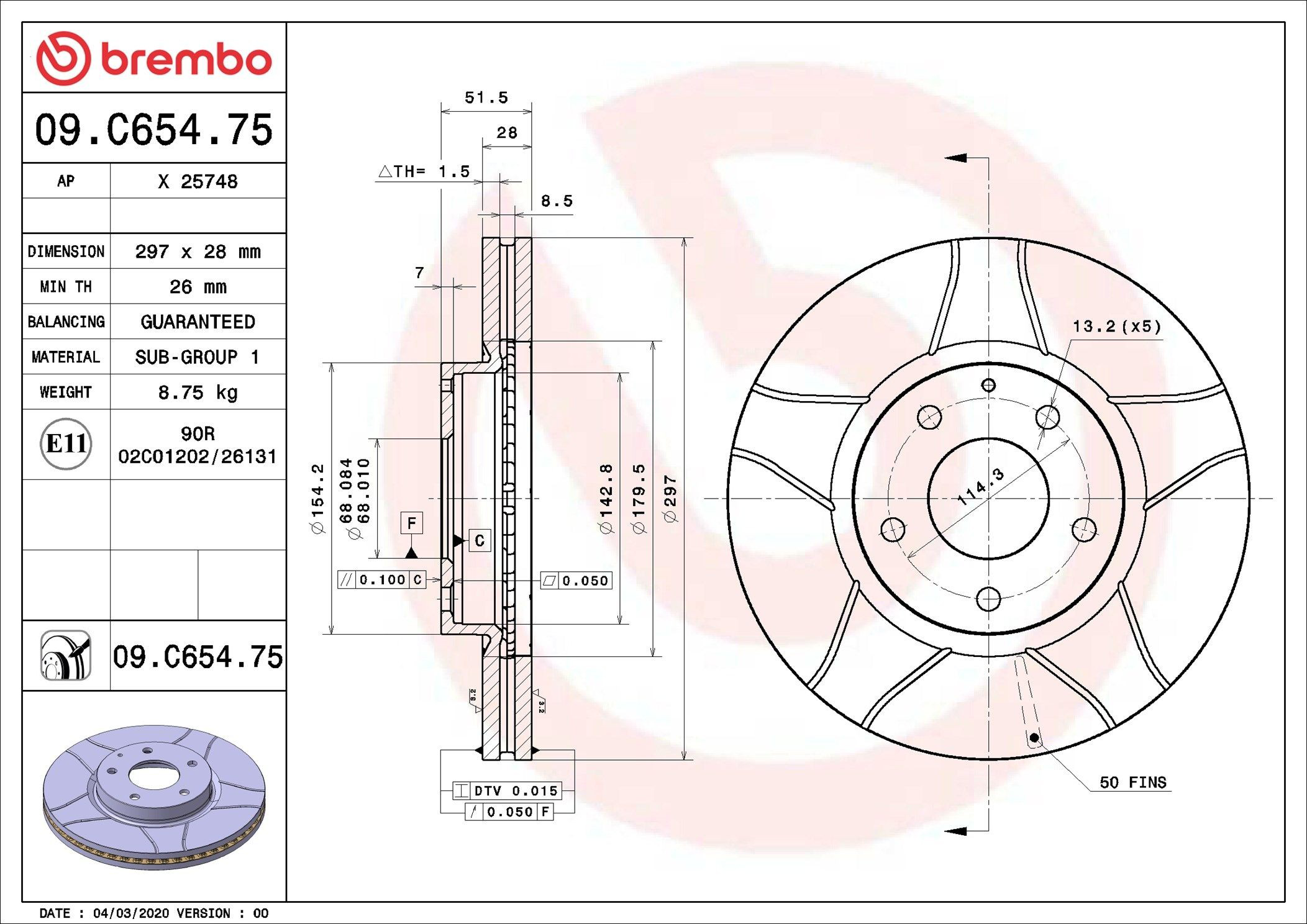 Тормоз дисковый передний Brembo 09C65475 цена, от 69.76 USD