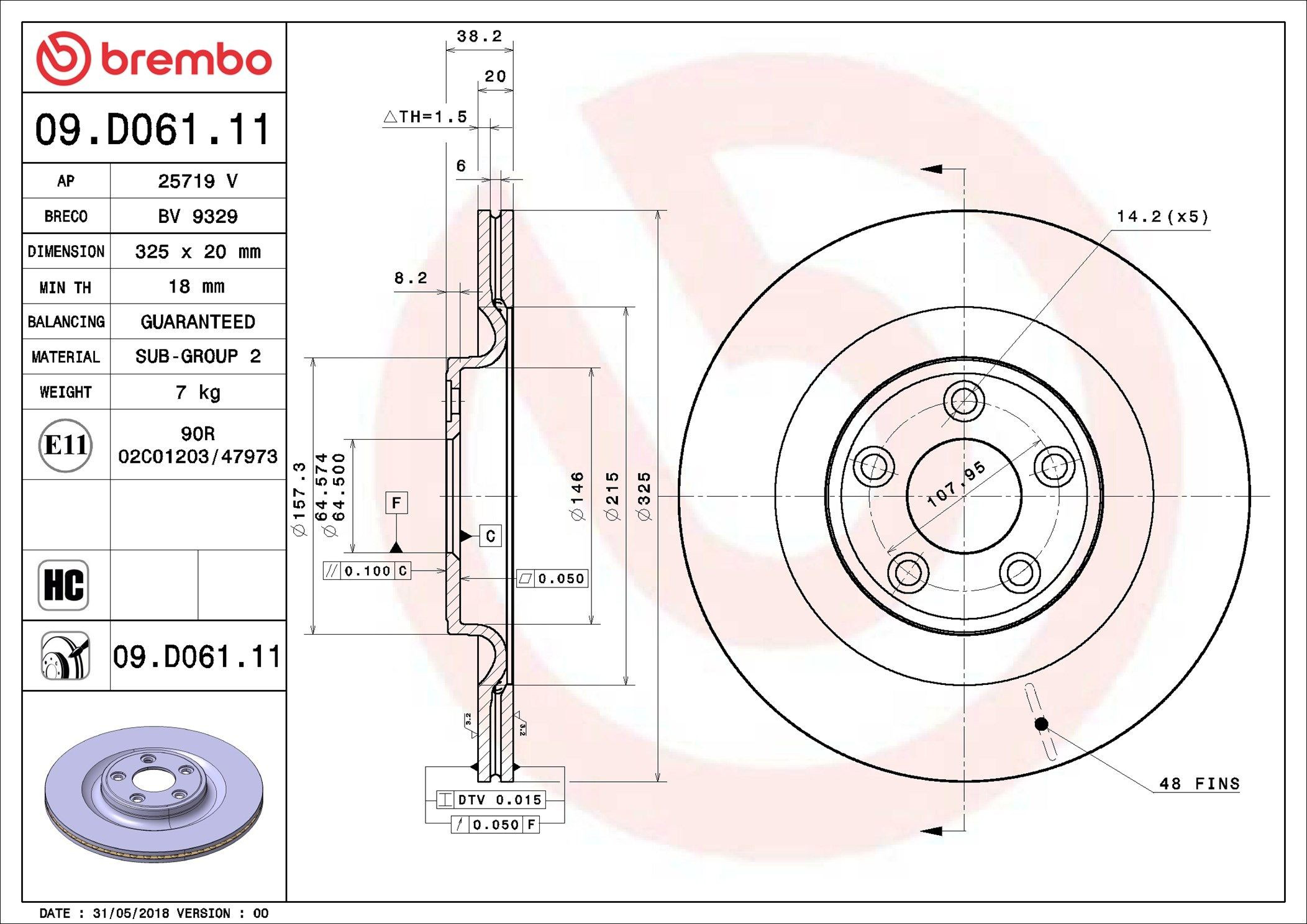 Задний тормозной диск Brembo 09D06111 цена, от 103.98 USD
